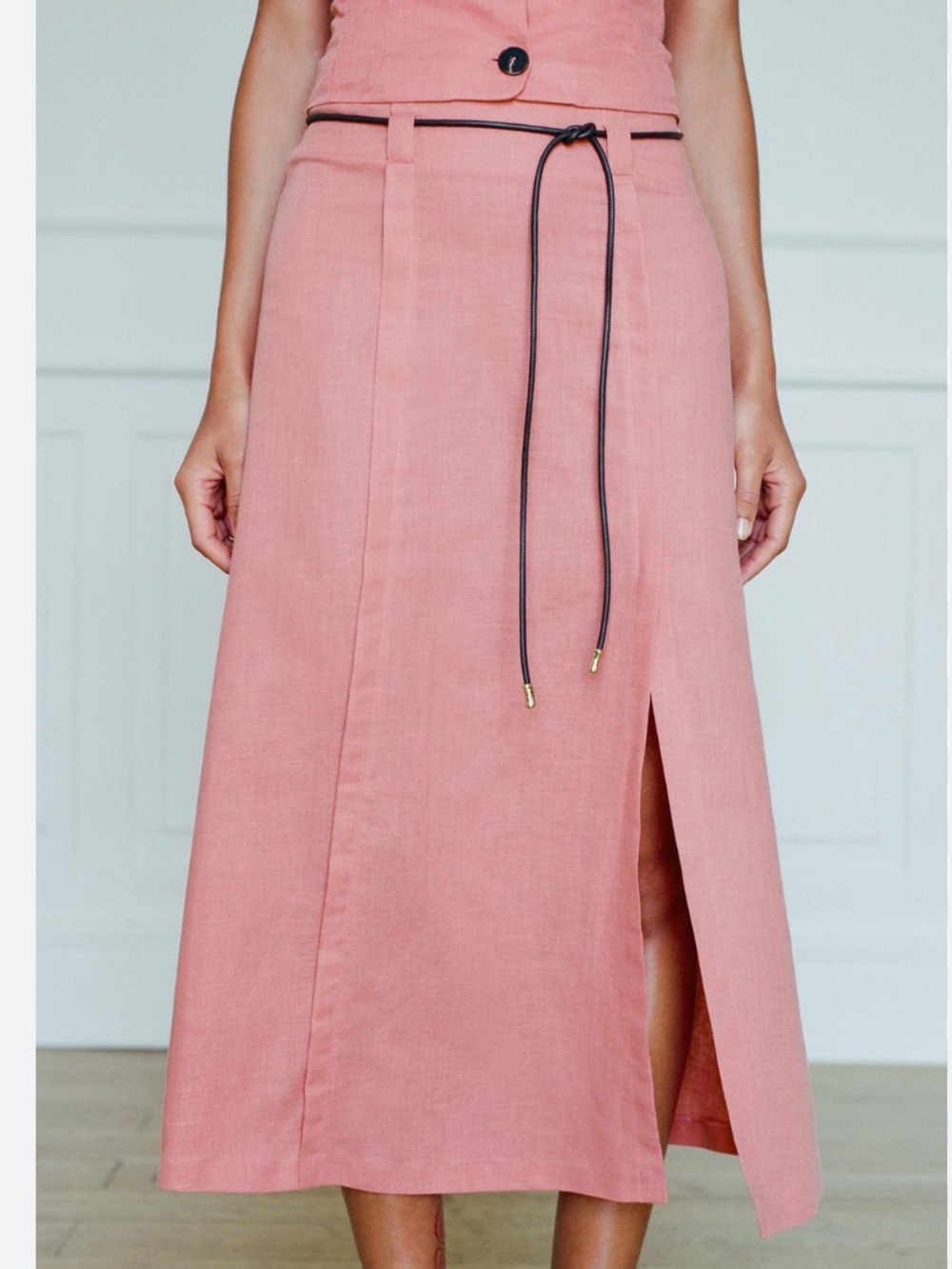 Zara NWT belted linen blend midi skirt 8116/350